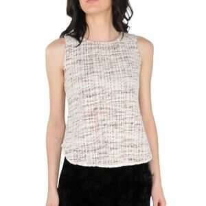 Anthropologie W5 Cream Tweed Sleeveless Blouse Medium Chic